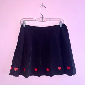 SHEIN Black Mini Skirt with Red Heart Details